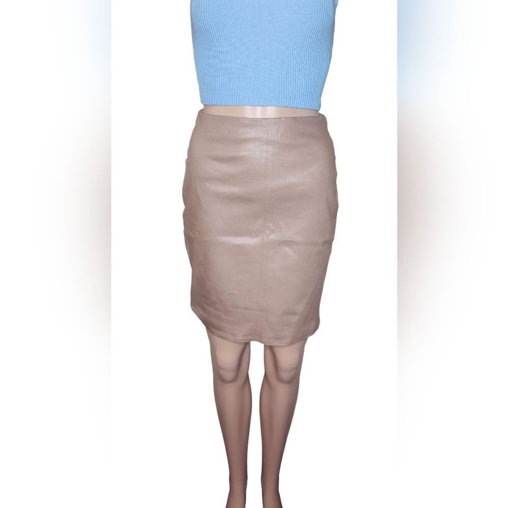 NWT L'agence women's nude coated cotton casual summer mini skirt Size SP